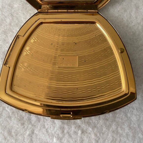 Elgin American Mirrored Compact Makeup Case Gold Tone Cherubs Flowers Midcentury - Picture 4 of 16